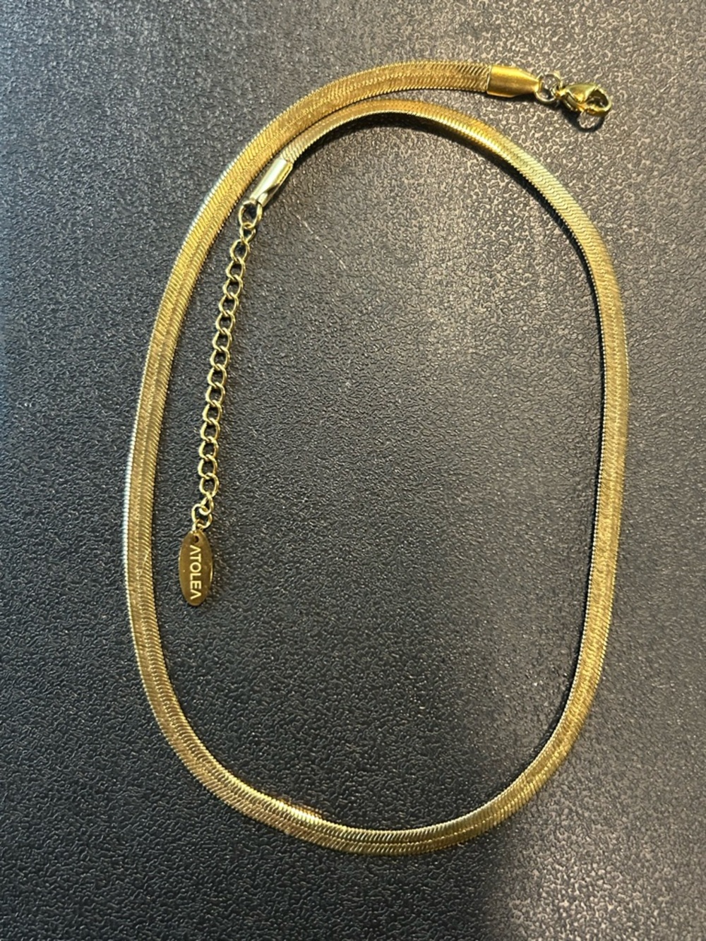 Atolea Gold Flat Herringbone Necklace - Women's Jewelry